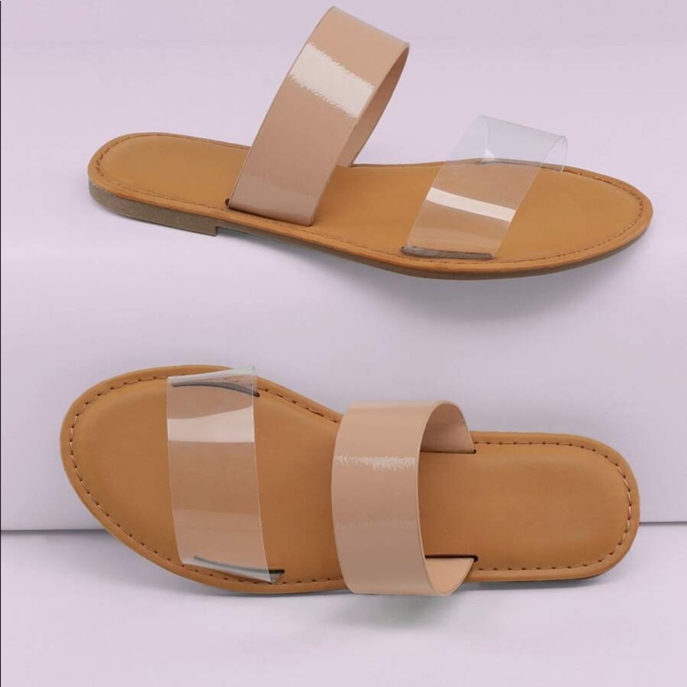 Twin bands flat slide sandals from SHEIN
